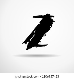Letter Z. Handwritten by dry brush. Rough strokes textured font. Vector illustration. Grunge style alphabet.