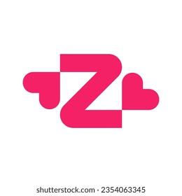 Letter Z heart love creative logo design