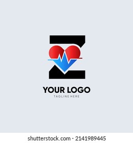 Letter Z Heartbeat Logo Design Icon Vector Graphic Illustration