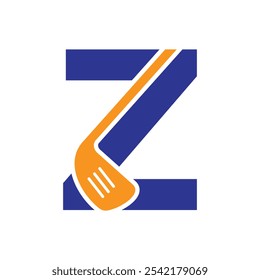 Letra Z Hockey Logo. Concepto de logotipo de hockey sobre césped con símbolo de palo de hockey