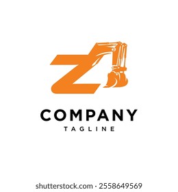 Letter Z Hydraulic Mining Excavator Logo Icon Vector