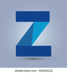 Letter Z icon and logo template. Flat design and elegant typographic. Blue