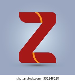 Letter Z icon and logo template.  New Flat design and elegant typographic concept. Two line yellow. red