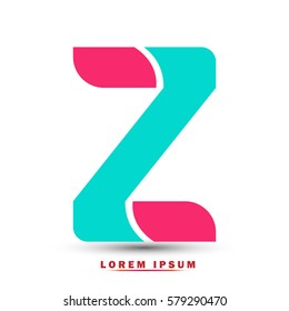 Letter Z icon and logo template.  New  Flat design and elegant typographic. blue and pink