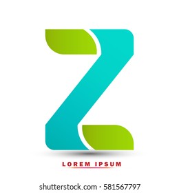 Letter Z icon and logo template.  New  Flat elegant typographic. gradation with blue and green