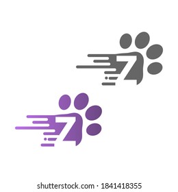 Letter Z  icon on paw prints logo design 