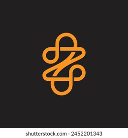 letter z infinity golden linear logo vector 