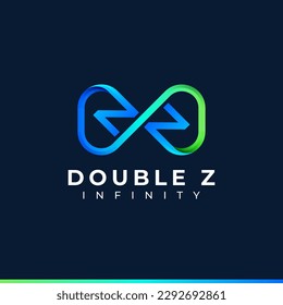 Letter Z Infinity Logo design and Blue Green Gradient Colorful symbol for Business Company Branding and Corporate Identity