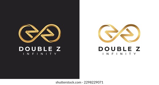Letter Z Infinity Logo design and Gold Elegant Luxury symbol for Business Company Branding and Corporate Identity