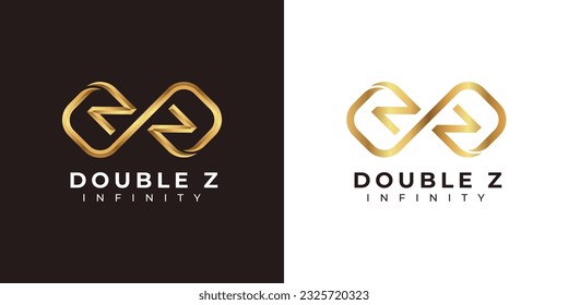 Letter Z Infinity Logo design and Premium Gold Elegant symbol for Business Company Branding and Corporate Identity