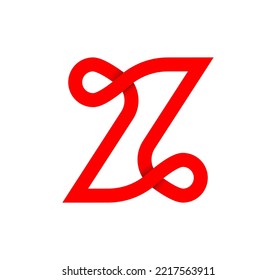 Letter Z infinity sign. Cyclic red letter Z. Modern natural endless loop. Futuristic logo corporate design.