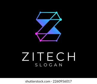 Letter Z Initial Connection Dot Technology Geometry Line Future Modern Colorful Vector Logo Design