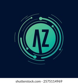 Letter A Z Initial Cyber Multimedia Logo