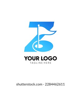 Letter Z Initial Golf Flag Logo Design Vector Icon Graphic Emblem Illustration