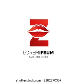 Ilustración gráfica del icono del vector del logotipo inicial de los labios iniciales de la letra Z Ilustración