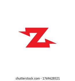 Plantilla De Diseño De Logotipo Inicial De Letra Z Aislada En Fondo Blanco. Concepto del logotipo de Alphabet Thunder. Tema del color rojo caliente.