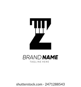 Letter Z Initial Piano Logo Design Vector Icon Graphic Emblem Symbol Illustration