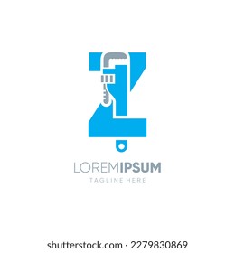 Letter Z Initial Pipe Wrench Logo Design Vector Icon Graphic Emblem Illustration