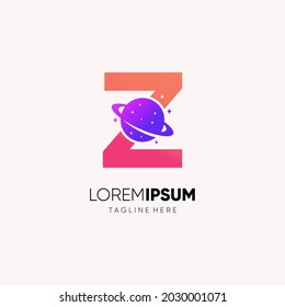 Ilustración gráfica de icono del vector de diseño del logotipo del planeta inicial de la letra Z