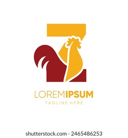 Letra Z Gallo inicial Pollo Logo Diseño Icono de Vector Ilustración de emblema gráfico