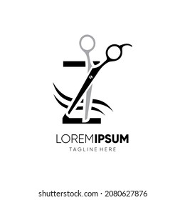 Letter Z Initial Scissor Logo Design Icon Graphic Emblem Illustration Background Template