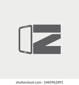 Letter Z Initial Smartphone Logo Design. Vector Illustration EPS 10.