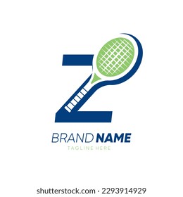 Letter Z Initial Tennis Racket Logo Design Vector Icon Graphic Emblem Illustration