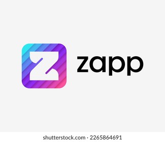 Letter Z Initials App Mobile Icon Colorful Bright Gradient Minimal Modern Simple Vector Logo Design