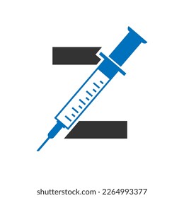 Letter Z Injection Logo Design Vektorvorlage. Logotype
