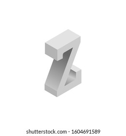 Letter z isometric 3d vector illustration capital letter isolated