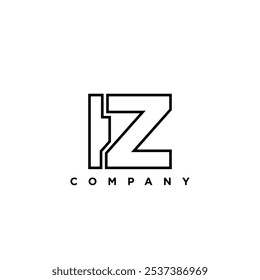 Letter I and Z, IZ logo design template. Minimal monogram initial based logotype.