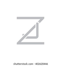 letter Z and J monogram square shape logo gray