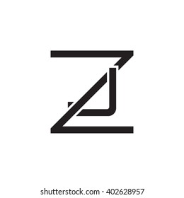 letter Z and J monogram square shape logo black