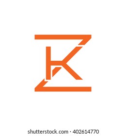 letter Z and K monogram square shape logo orange