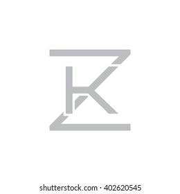 letter Z and K monogram square shape logo gray