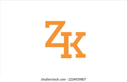 Letter Z and K or ZK letter logo for company vector design illustration