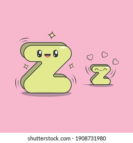 Letter Z kawaii style. Character of the alphabet