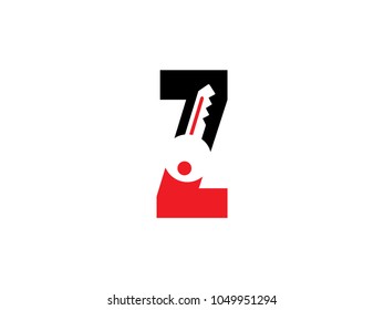 Letter Z Key Black and red Color Logo Vector
