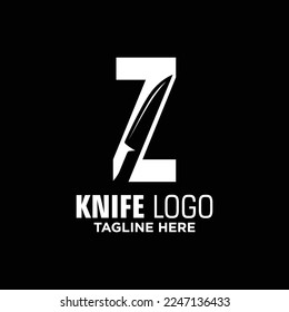 Letter Z Knife Logo Design Vorlage Inspiration, Vektorgrafik.