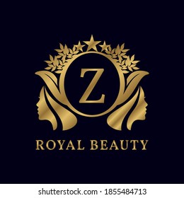 letter Z with ladies face luxurious alphabet for bridal, wedding, beauty care logo, personal branding image, make up artist, or any other royal brand and company