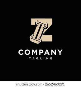 Letter Z Law Pillar Logo Icon Vector
