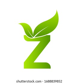 Letter z with leaf element,  Ecology concept