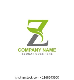 Letter Z leaf initial logo template