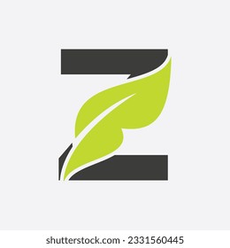 Letter Z Leaf Logo. Eco Farm Logotype Vector Template. Organic Symbol