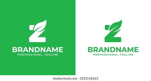 Logotipo de letra Z Leaf, adecuado para negocios relacionados con la hoja, naturaleza, planta, ecología o medio ambiente con Z inicial.