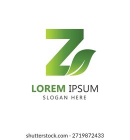 Letra Z Hoja Logo Plantilla
