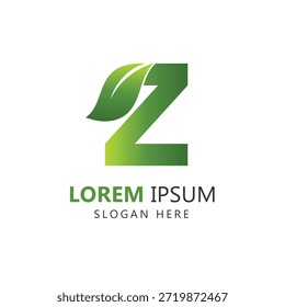 Letra Z Hoja Logo Diseño de Plantilla