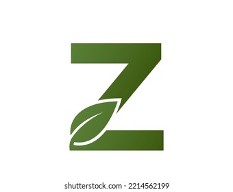 letter z with leaf logotype. creative initial logo design. eco friendly, ecology and environment symbol. isolated vector image