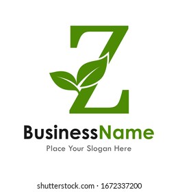 Letter z with leaf vector logo template. Suitable for business, web, natural and design