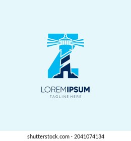 Letter Z Lighthouse Logo Design Vector Icon Graphic Emblem Illustration